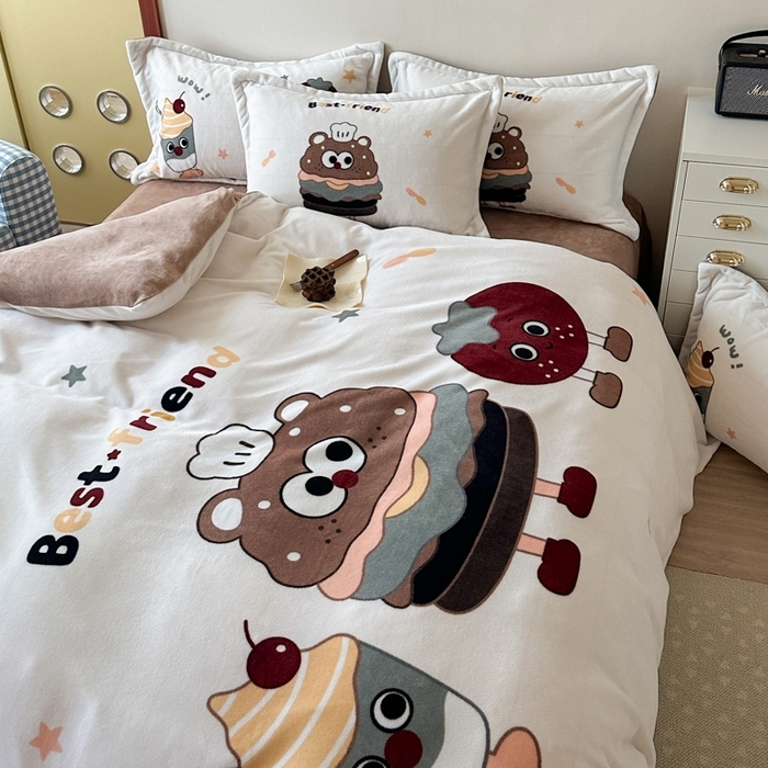 91家纺网 家纺一手货源 找家纺 （总）赛丽雅 2025年新款秋冬卡通大版牛奶绒四件套