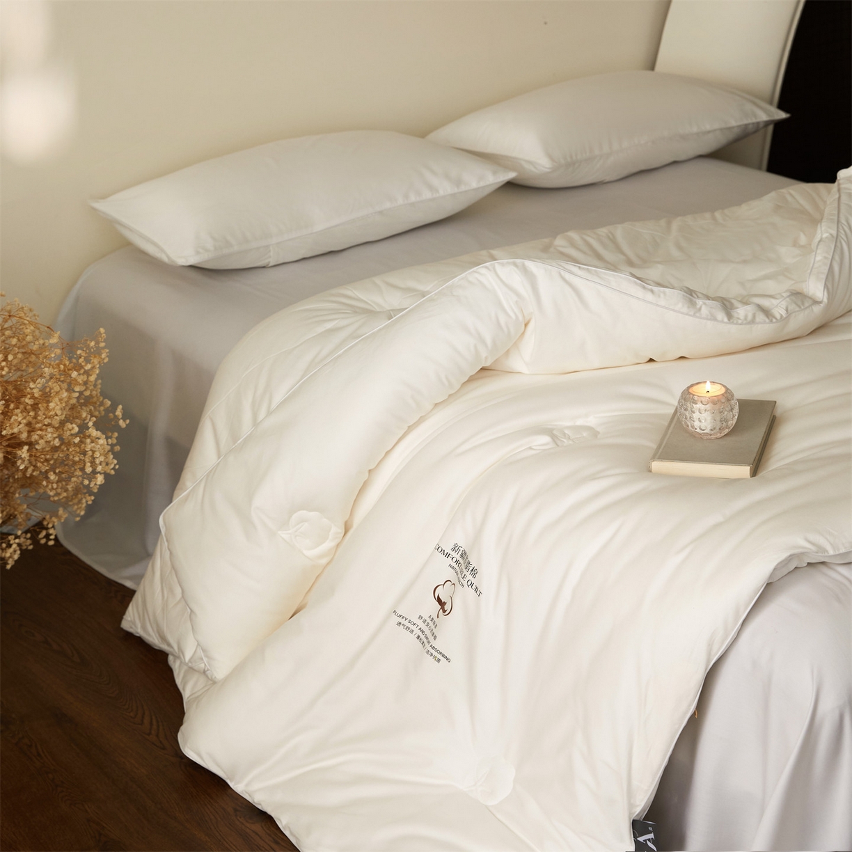 91家纺网 家纺一手货源 找家纺 头等舱 2026新款全棉A类（7A抗菌）脱脂100%棉花被（空镜图） 脱脂-本白