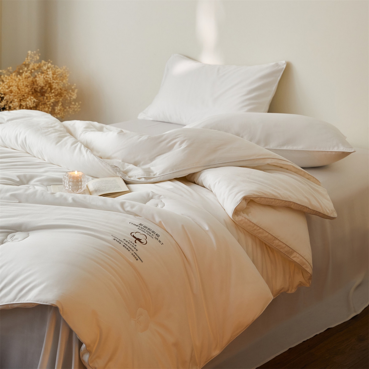 91家纺网 家纺一手货源 找家纺 头等舱 2026新款全棉A类（7A抗菌）脱脂100%棉花被（空镜图） 脱脂-本白