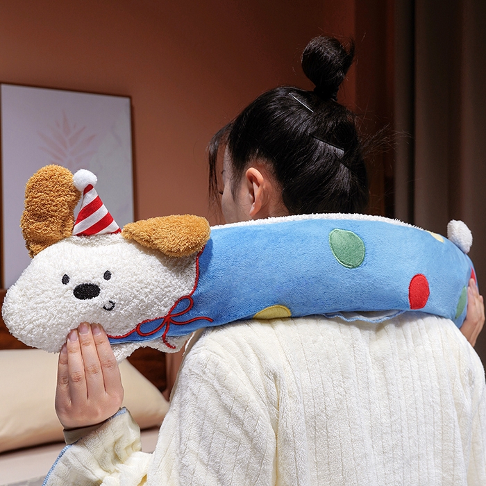 91家纺网 家纺一手货源 找家纺 （总）仟亿莱 2026新款翘耳小狗注水长条热水袋