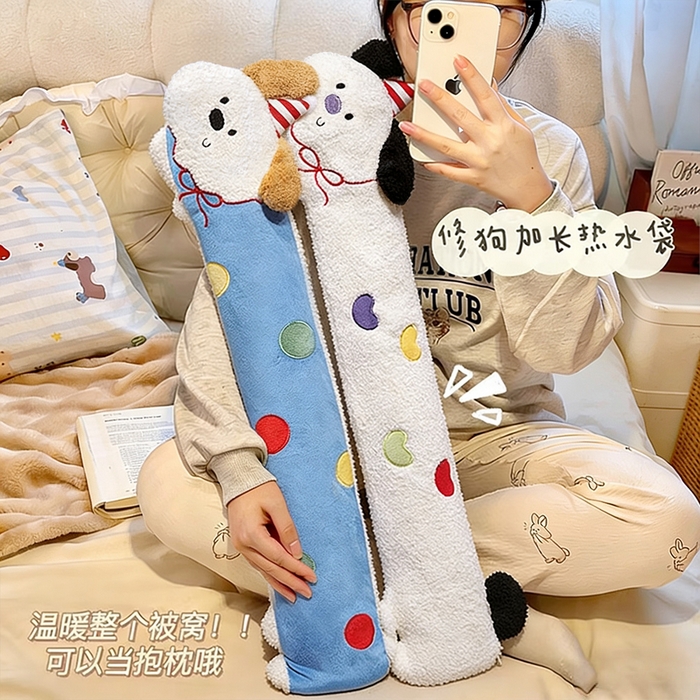 仟亿莱 2026新款翘耳小狗注水长条热水袋 组合图仅供展示不可下单