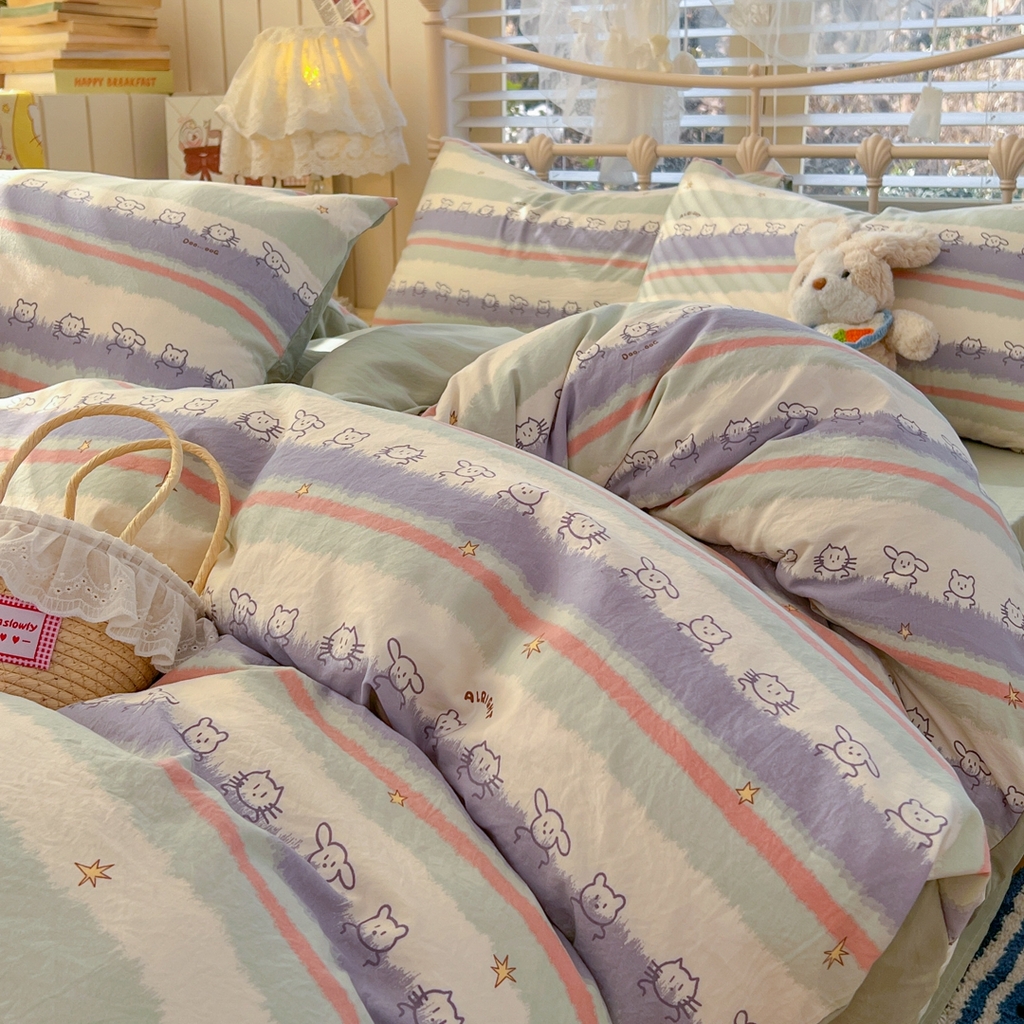 91家纺网 家纺一手货源 找家纺 （总）玉海棠家纺 2026新款古法水洗仿棉云感纱四件套