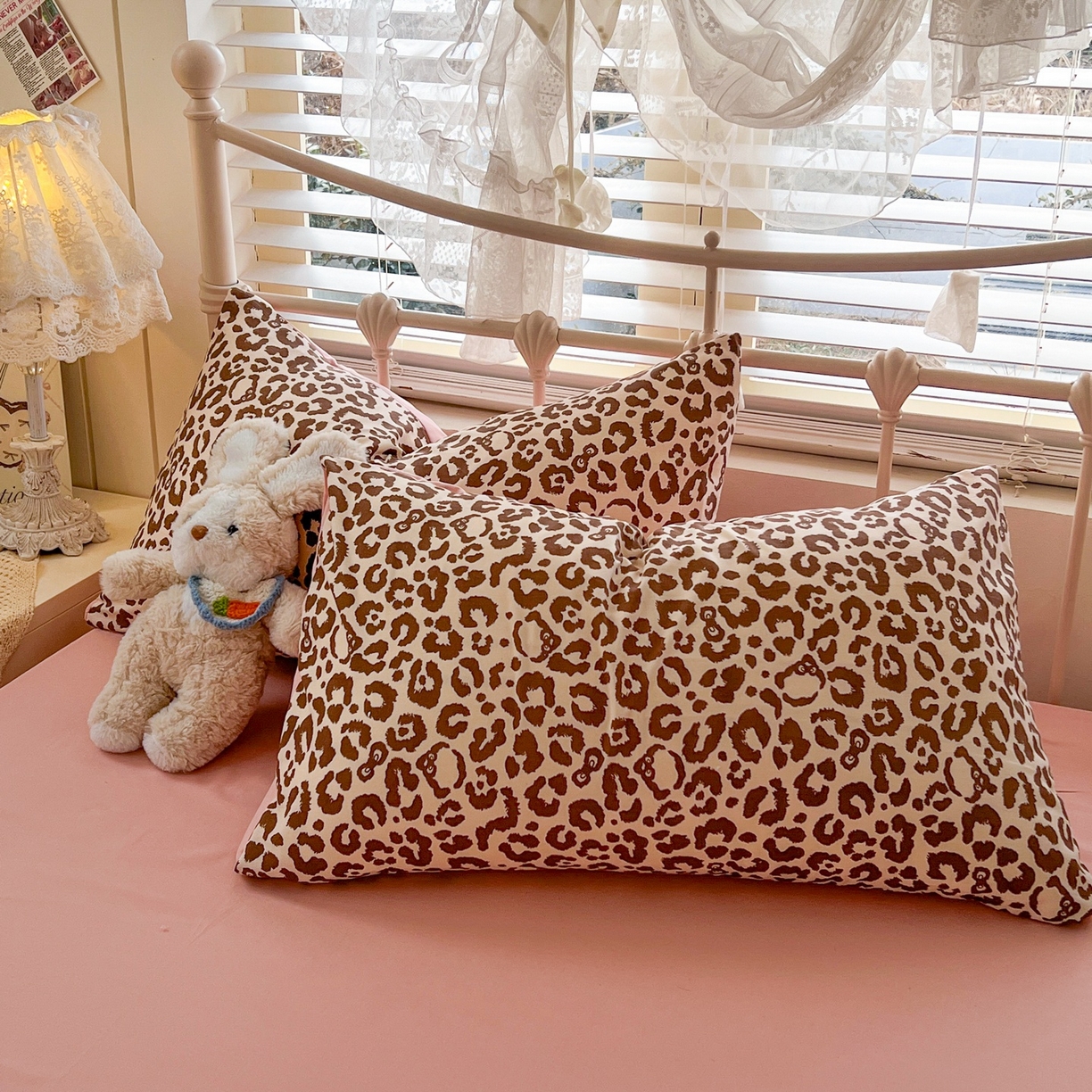 91家纺网 家纺一手货源 找家纺 玉海棠家纺 2026新款古法水洗仿棉云感纱四件套 豹纹