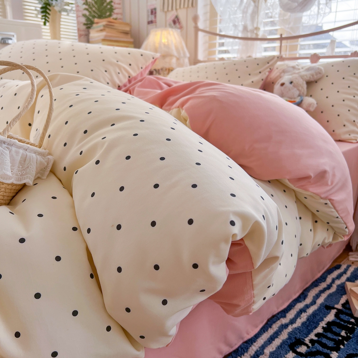 91家纺网 家纺一手货源 找家纺 玉海棠家纺 2026新款古法水洗仿棉云感纱四件套 初恋