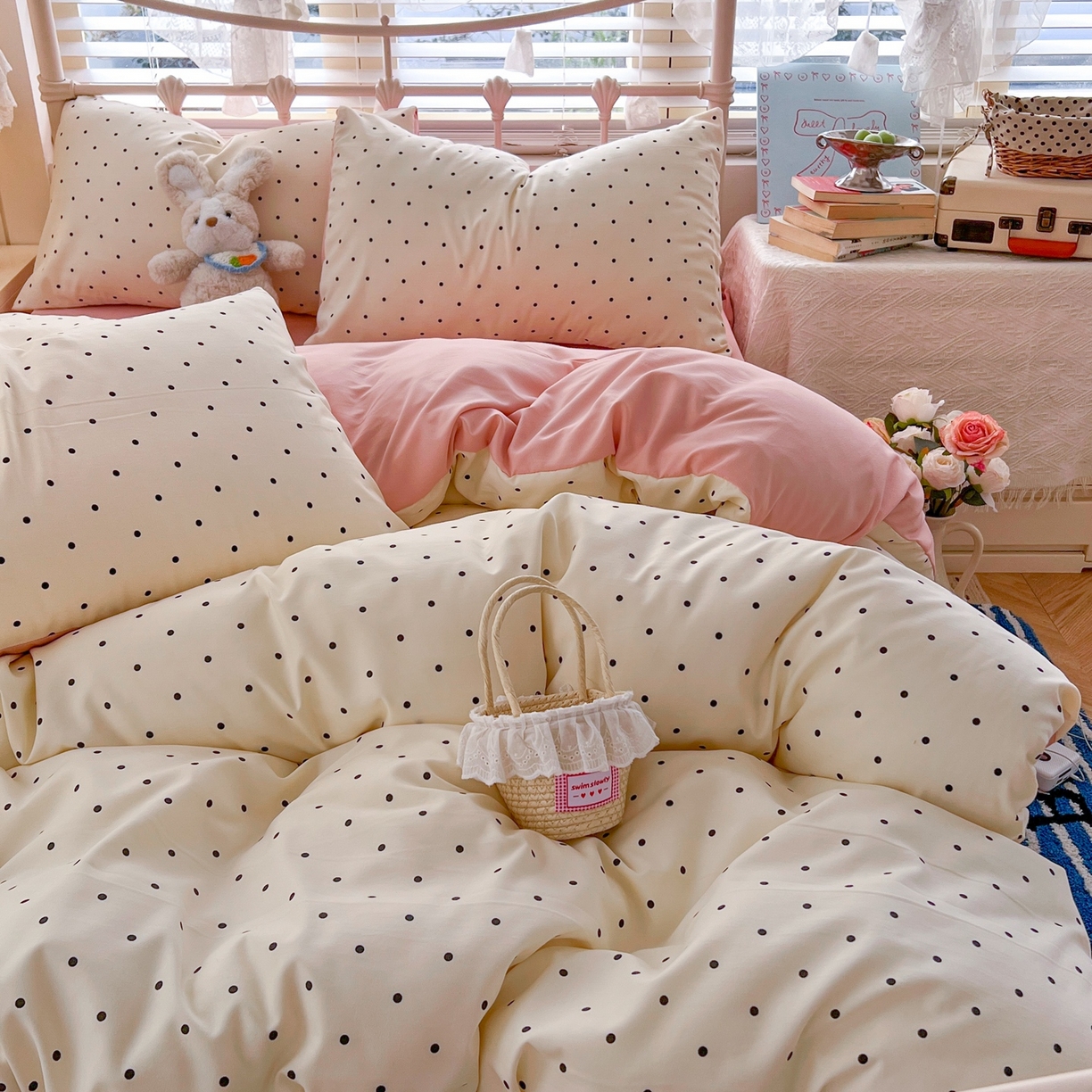 91家纺网 家纺一手货源 找家纺 玉海棠家纺 2026新款古法水洗仿棉云感纱四件套 初恋