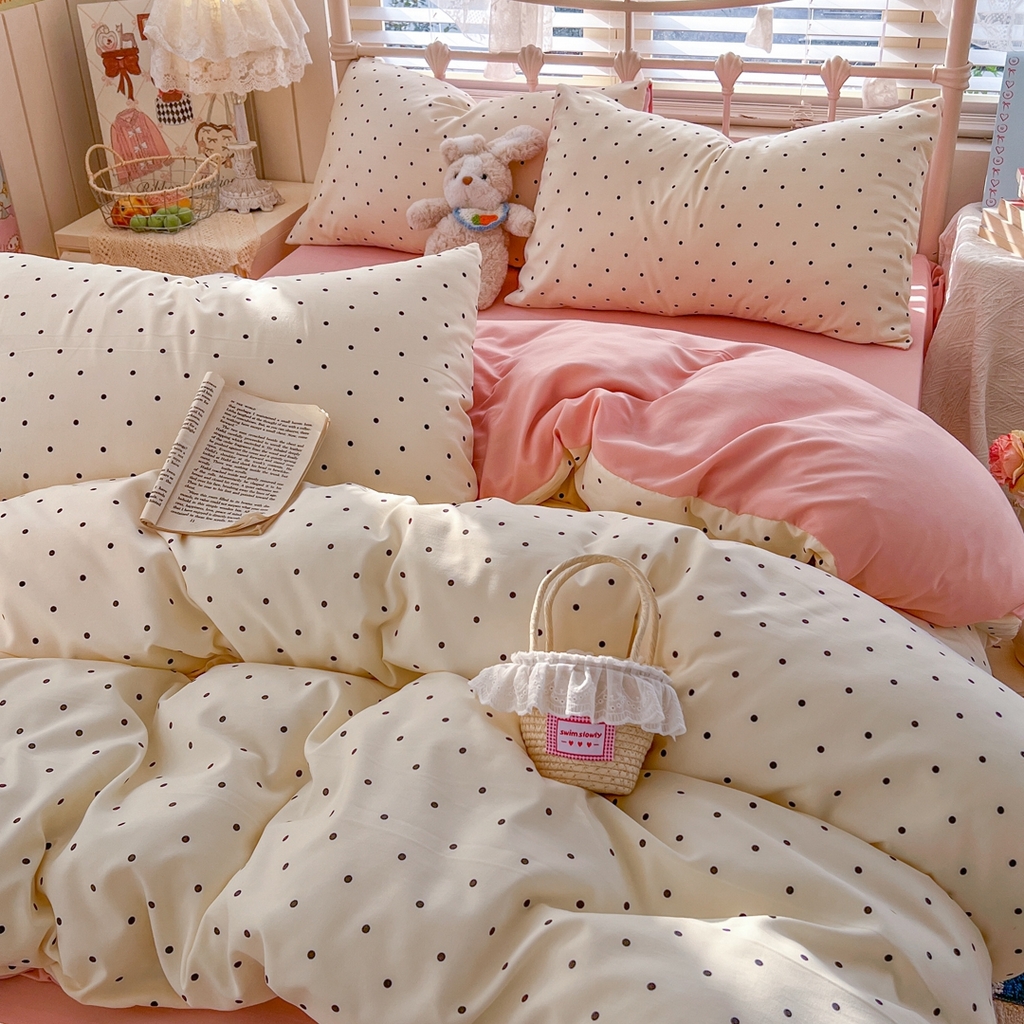 91家纺网 家纺一手货源 找家纺 玉海棠家纺 2026新款古法水洗仿棉云感纱四件套 初恋