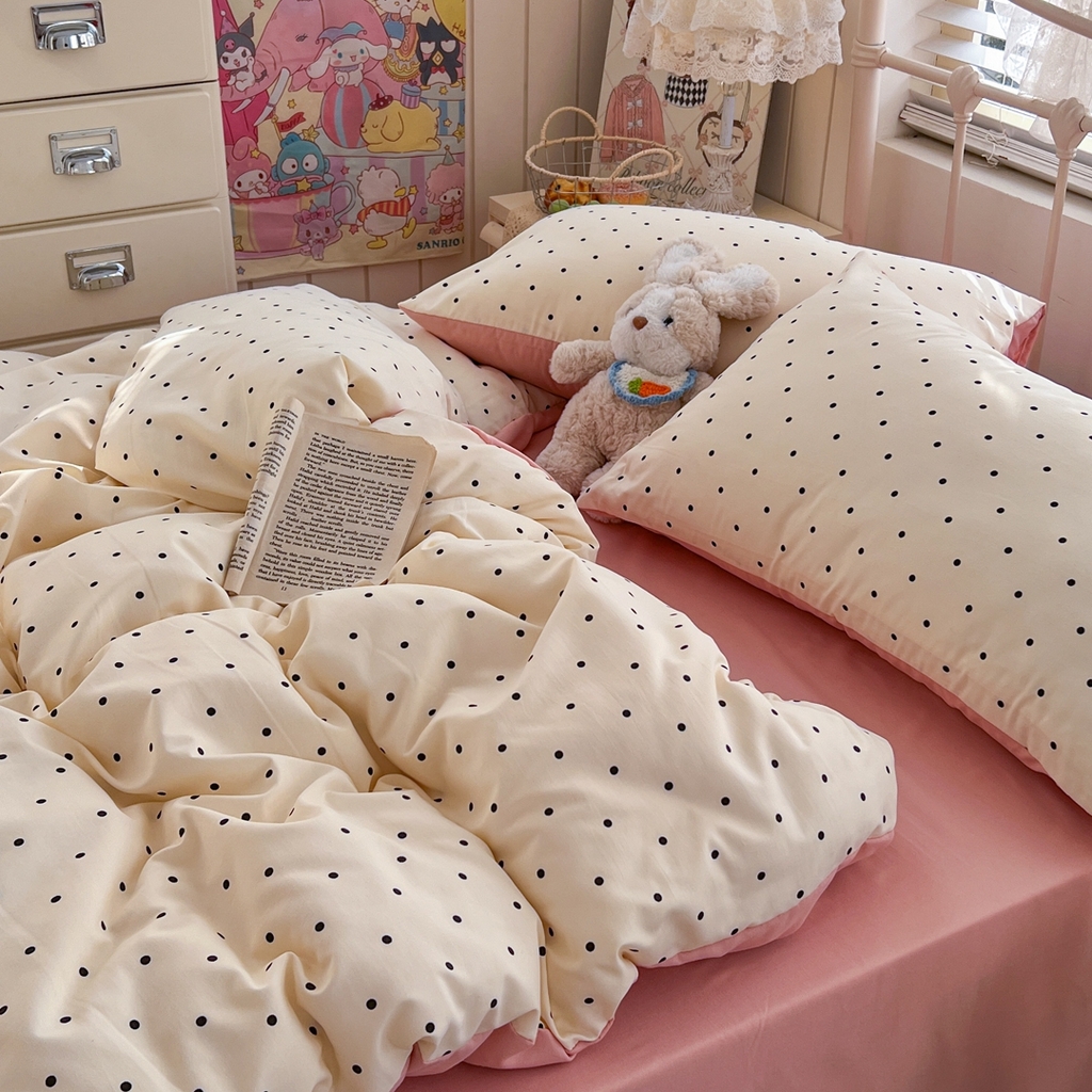 91家纺网 家纺一手货源 找家纺 玉海棠家纺 2026新款古法水洗仿棉云感纱四件套 初恋