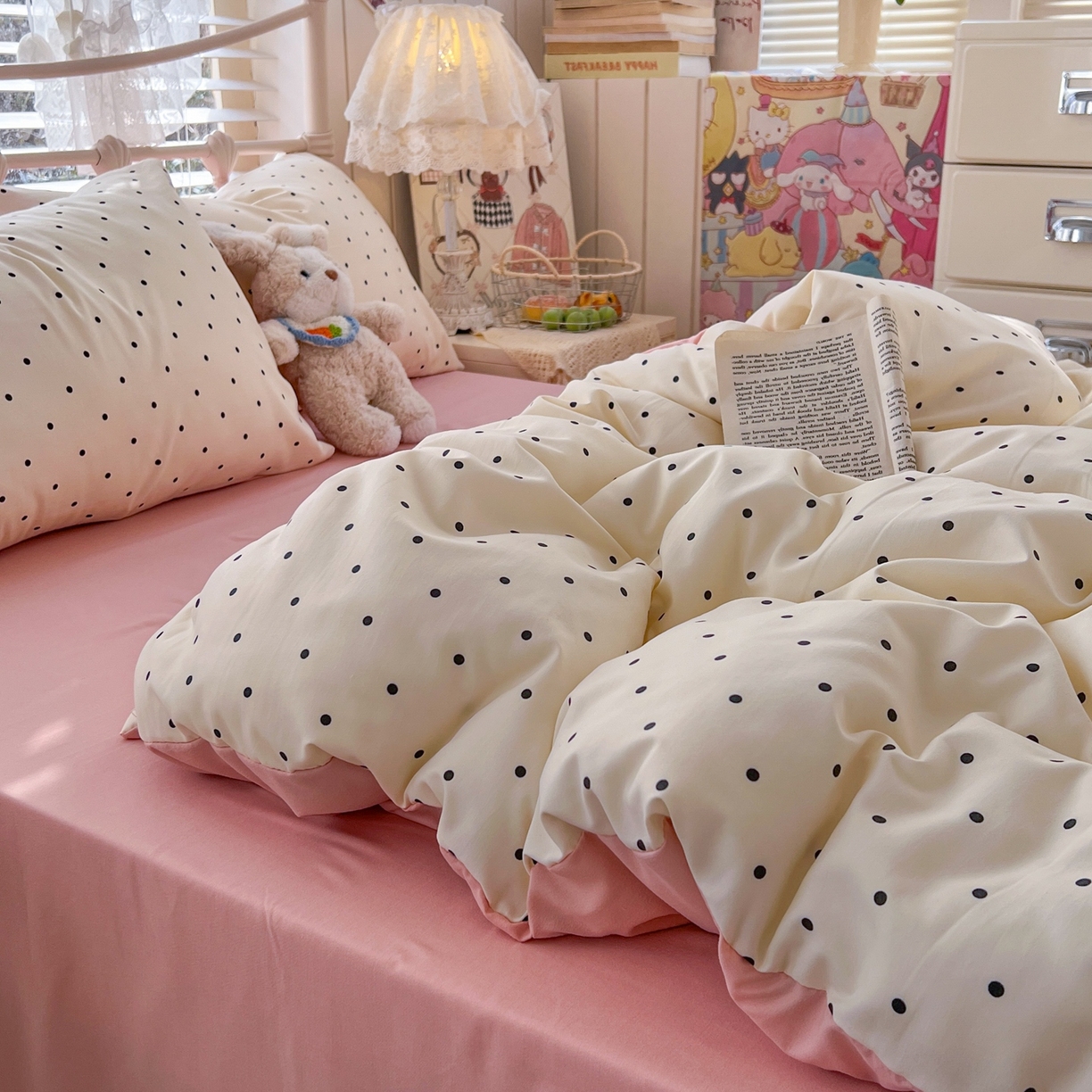 91家纺网 家纺一手货源 找家纺 玉海棠家纺 2026新款古法水洗仿棉云感纱四件套 初恋