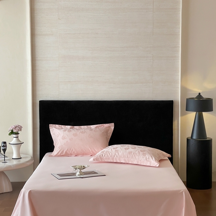 91家纺网 家纺一手货源 找家纺 淳绵家居 2025新款50*50S长绒棉全棉纯棉提花单床单单品床单床单单件 郁金香-仙桃粉