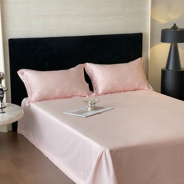 91家纺网 家纺一手货源 找家纺 淳绵家居 2025新款50*50S长绒棉全棉纯棉提花单床单单品床单床单单件 花间集-仙桃粉