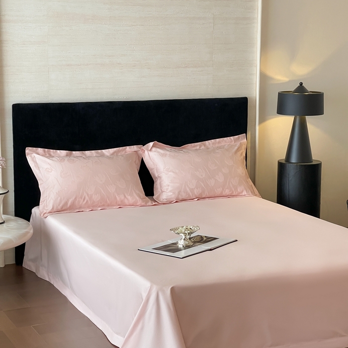 91家纺网 家纺一手货源 找家纺 淳绵家居 2025新款50*50S长绒棉全棉纯棉提花单床单单品床单床单单件 郁金香-仙桃粉