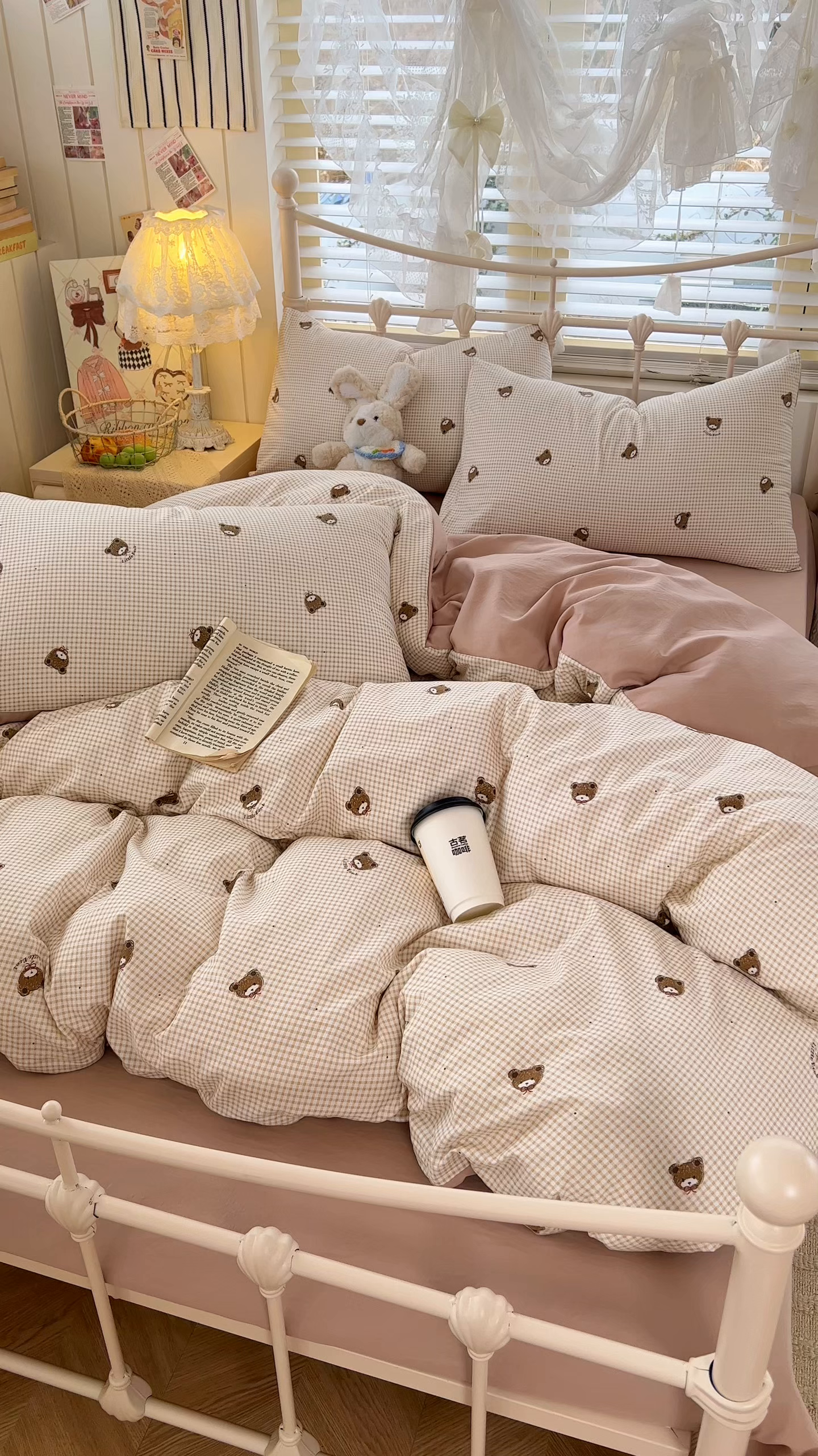 91家纺网 家纺一手货源 找家纺 玉海棠家纺 2026新款古法水洗仿棉云感纱四件套 格调熊