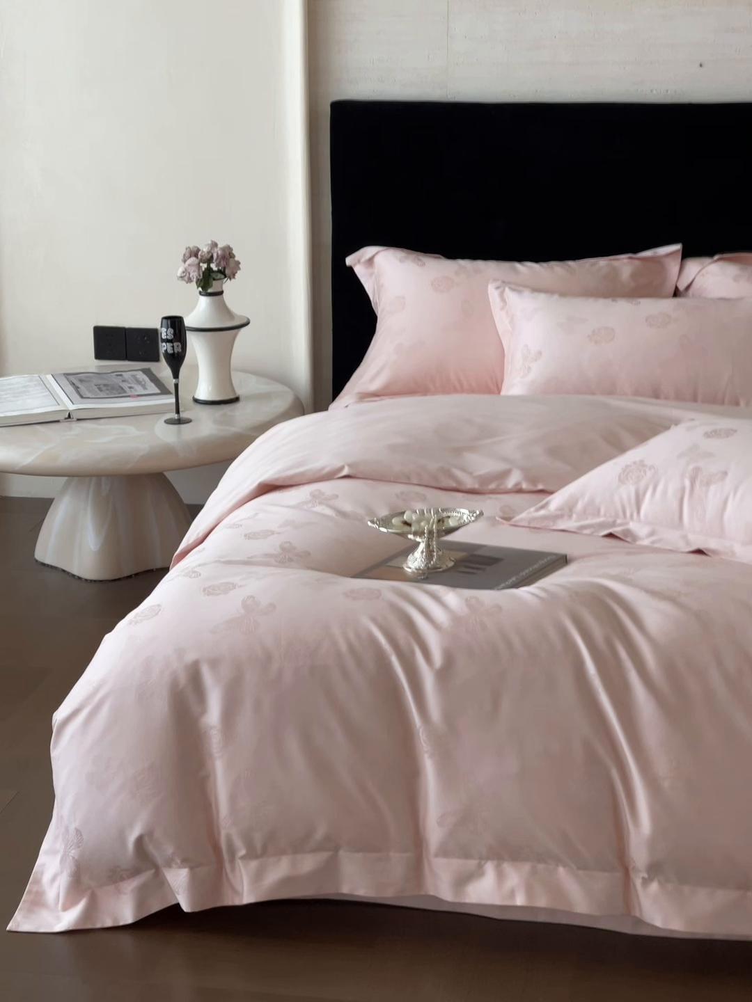 91家纺网 家纺一手货源 找家纺 淳绵家居 2025新款50*50S长绒棉全棉纯棉提花单床单单品床单床单单件 花间集-仙桃粉