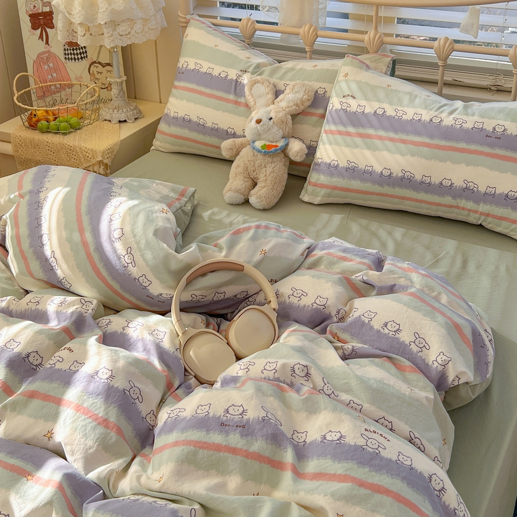 91家纺网 家纺一手货源 找家纺 玉海棠家纺 2026新款古法水洗仿棉云感纱四件套 海边童话