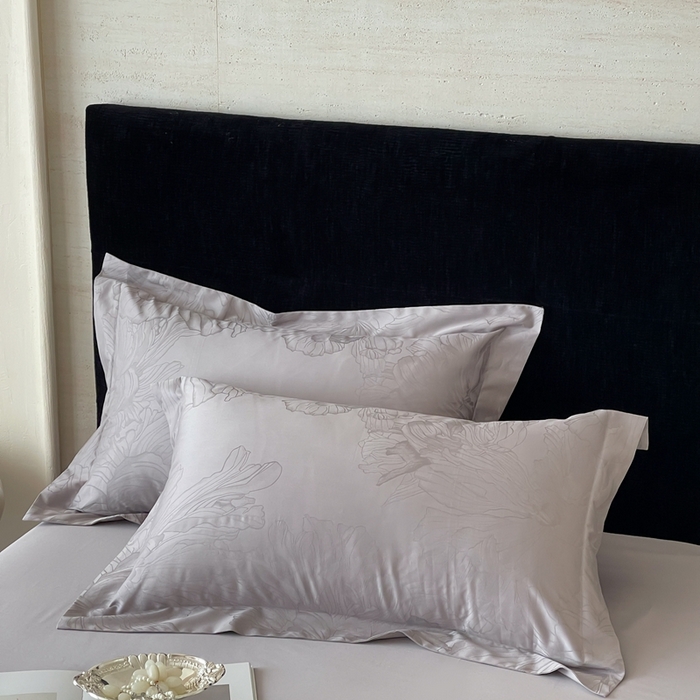 淳绵家居 2025新款50*50S长绒棉全棉纯棉提花单枕套单品枕套枕套单件 奥罗拉-高级灰