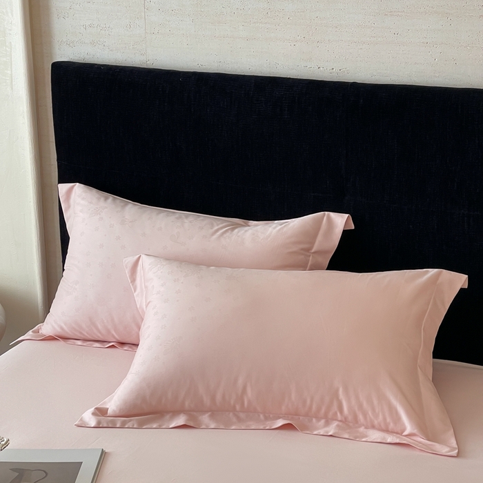 淳绵家居 2025新款50*50S长绒棉全棉纯棉提花单枕套单品枕套枕套单件 朵芙-仙桃粉