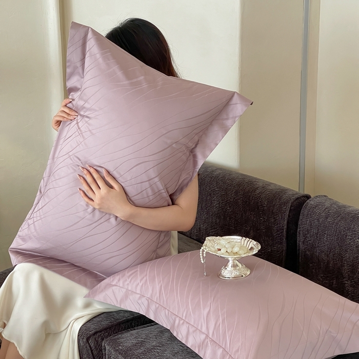 91家纺网 家纺一手货源 找家纺 淳绵家居 2025新款50*50S长绒棉全棉纯棉提花单枕套单品枕套枕套单件 布兰卡-莫奈紫