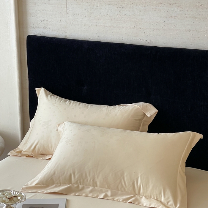 淳绵家居 2025新款50*50S长绒棉全棉纯棉提花单枕套单品枕套枕套单件 朵芙-浅香槟