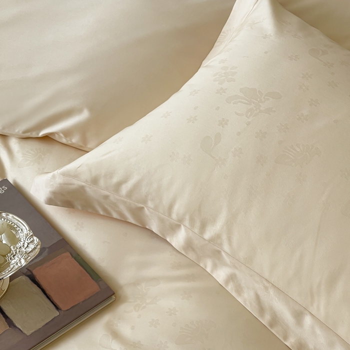 91家纺网 家纺一手货源 找家纺 淳绵家居 2025新款50*50S长绒棉全棉纯棉提花单枕套单品枕套枕套单件 朵芙-浅香槟