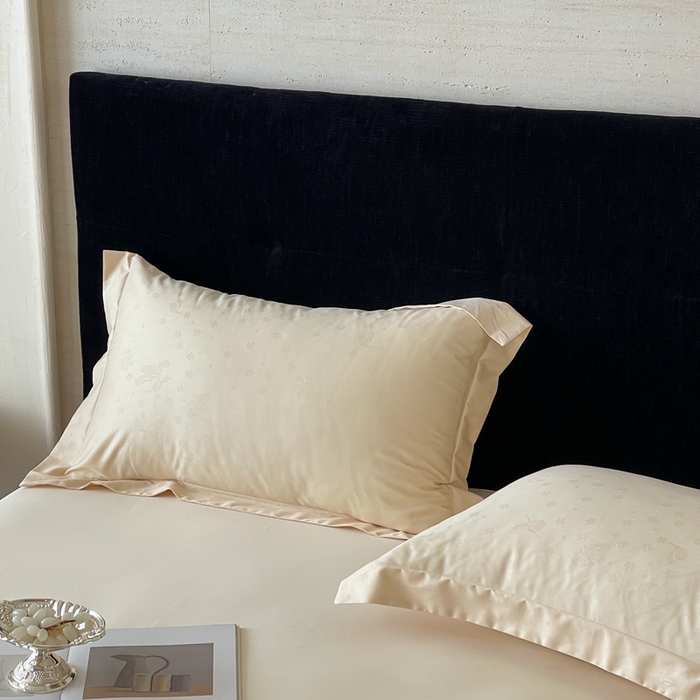 91家纺网 家纺一手货源 找家纺 淳绵家居 2025新款50*50S长绒棉全棉纯棉提花单枕套单品枕套枕套单件 朵芙-浅香槟