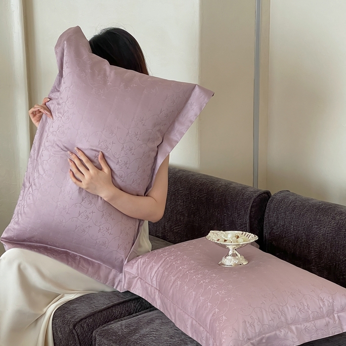 91家纺网 家纺一手货源 找家纺 淳绵家居 2025新款50*50S长绒棉全棉纯棉提花单枕套单品枕套枕套单件 克洛伊-莫奈紫