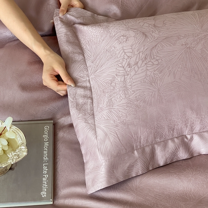 91家纺网 家纺一手货源 找家纺 淳绵家居 2025新款50*50S长绒棉全棉纯棉提花单枕套单品枕套枕套单件 洛园-莫奈紫