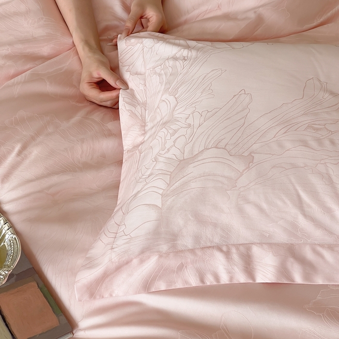 91家纺网 家纺一手货源 找家纺 淳绵家居 2025新款50*50S长绒棉全棉纯棉提花单枕套单品枕套枕套单件 奥罗拉-仙桃粉