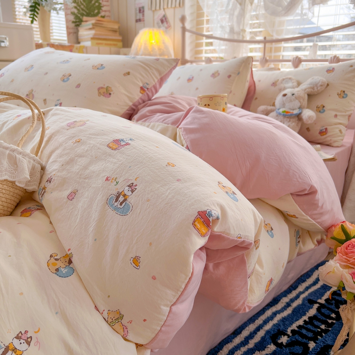 91家纺网 家纺一手货源 找家纺 玉海棠家纺 2026新款古法水洗仿棉云感纱四件套 狂欢part