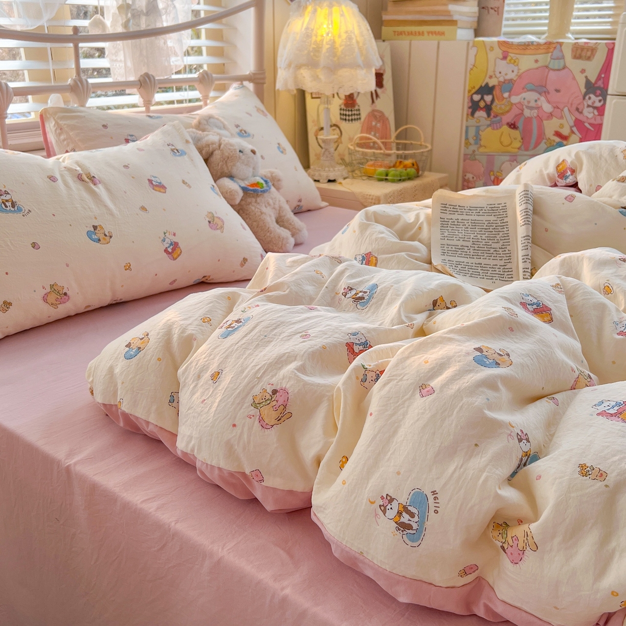 91家纺网 家纺一手货源 找家纺 玉海棠家纺 2026新款古法水洗仿棉云感纱四件套 狂欢part