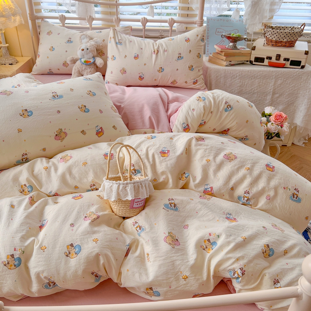 91家纺网 家纺一手货源 找家纺 玉海棠家纺 2026新款古法水洗仿棉云感纱四件套 狂欢part