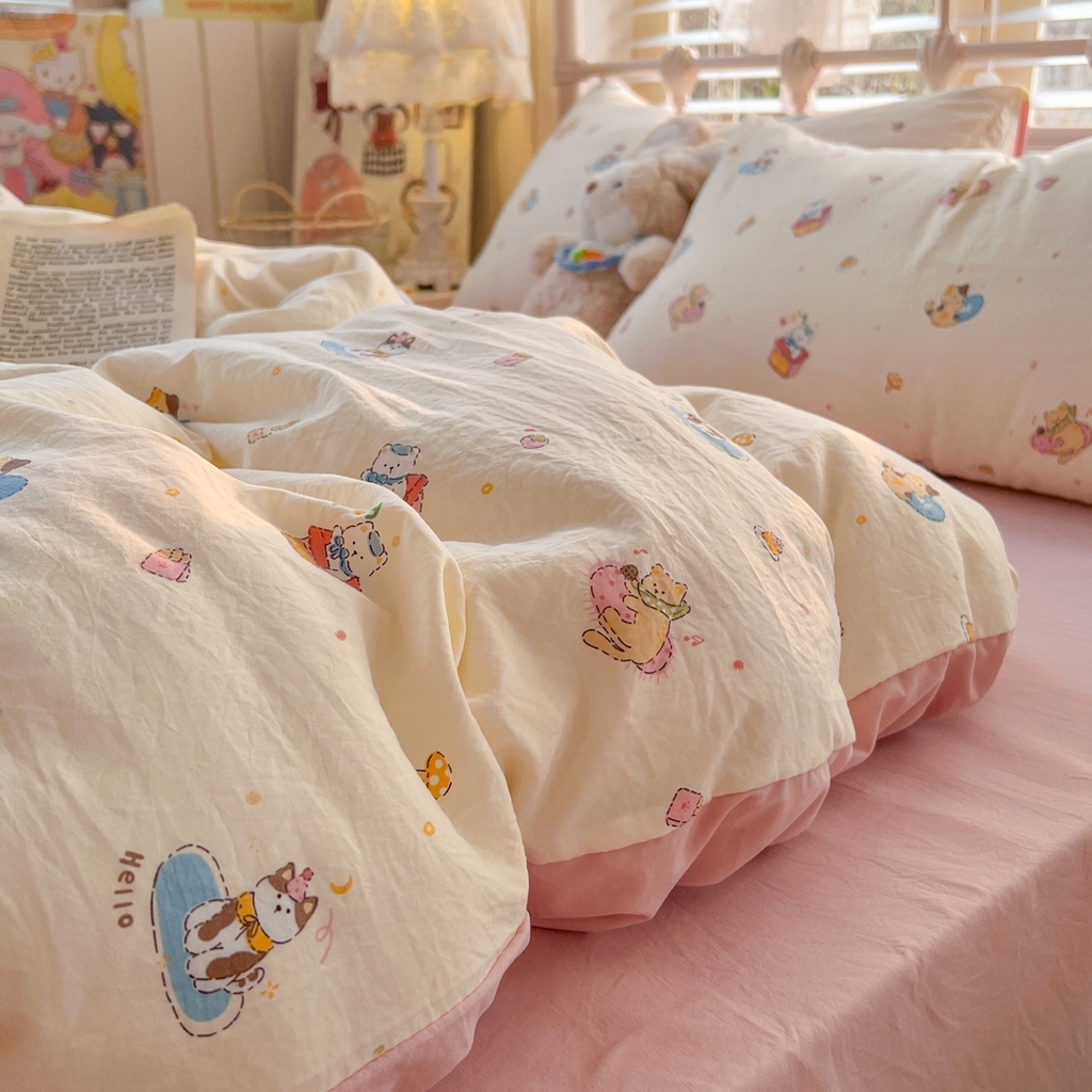 91家纺网 家纺一手货源 找家纺 玉海棠家纺 2026新款古法水洗仿棉云感纱四件套 狂欢part