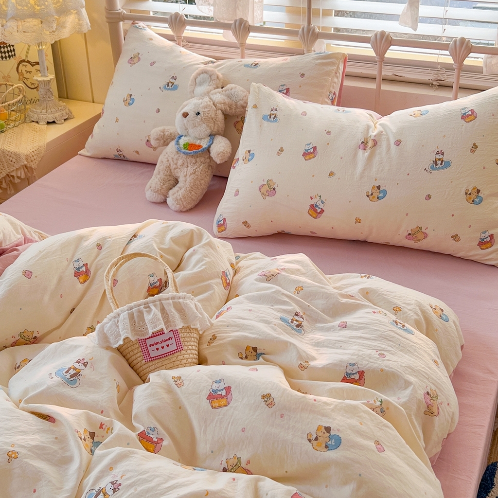 91家纺网 家纺一手货源 找家纺 玉海棠家纺 2026新款古法水洗仿棉云感纱四件套 狂欢part