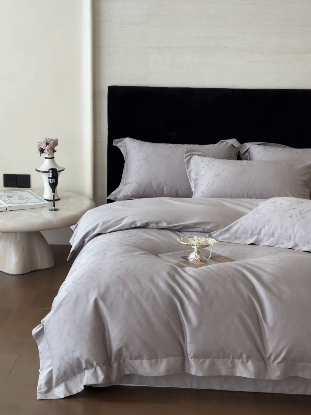 91家纺网 家纺一手货源 找家纺 淳绵家居 2025新款50*50S长绒棉全棉纯棉提花单枕套单品枕套枕套单件 陌上枝头-高级灰