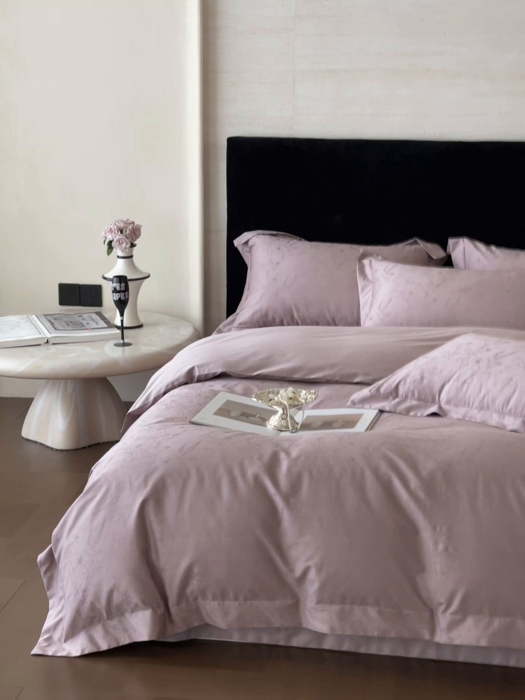 91家纺网 家纺一手货源 找家纺 淳绵家居 2025新款50*50S长绒棉全棉纯棉提花单枕套单品枕套枕套单件 陌上枝头-莫奈紫