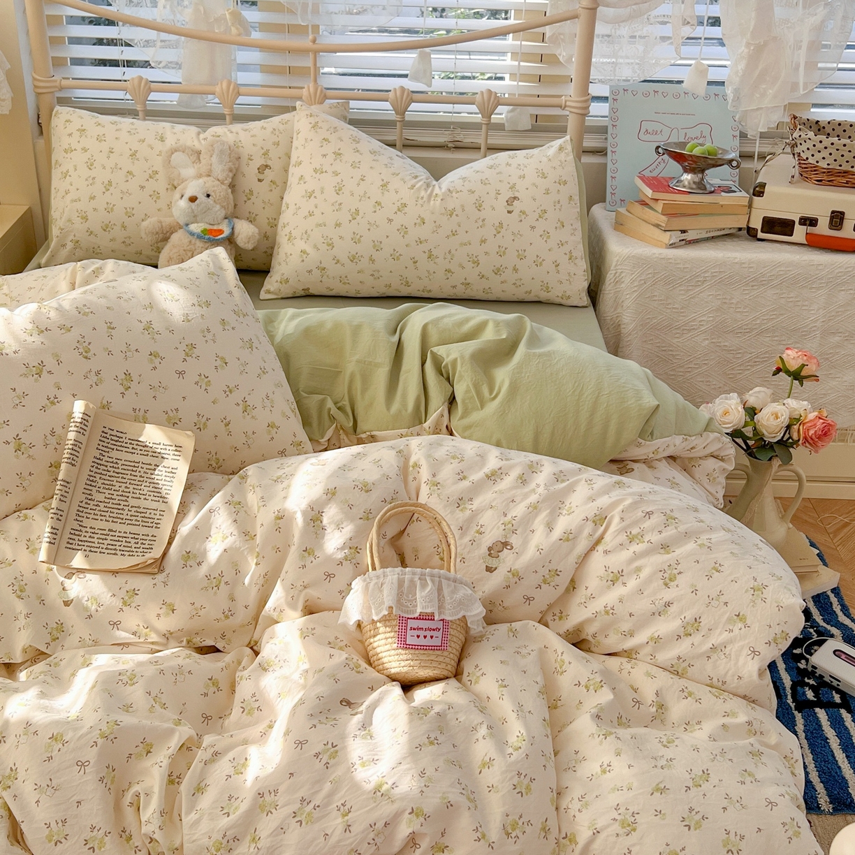 91家纺网 家纺一手货源 找家纺 玉海棠家纺 2026新款古法水洗仿棉云感纱四件套 绿野仙踪