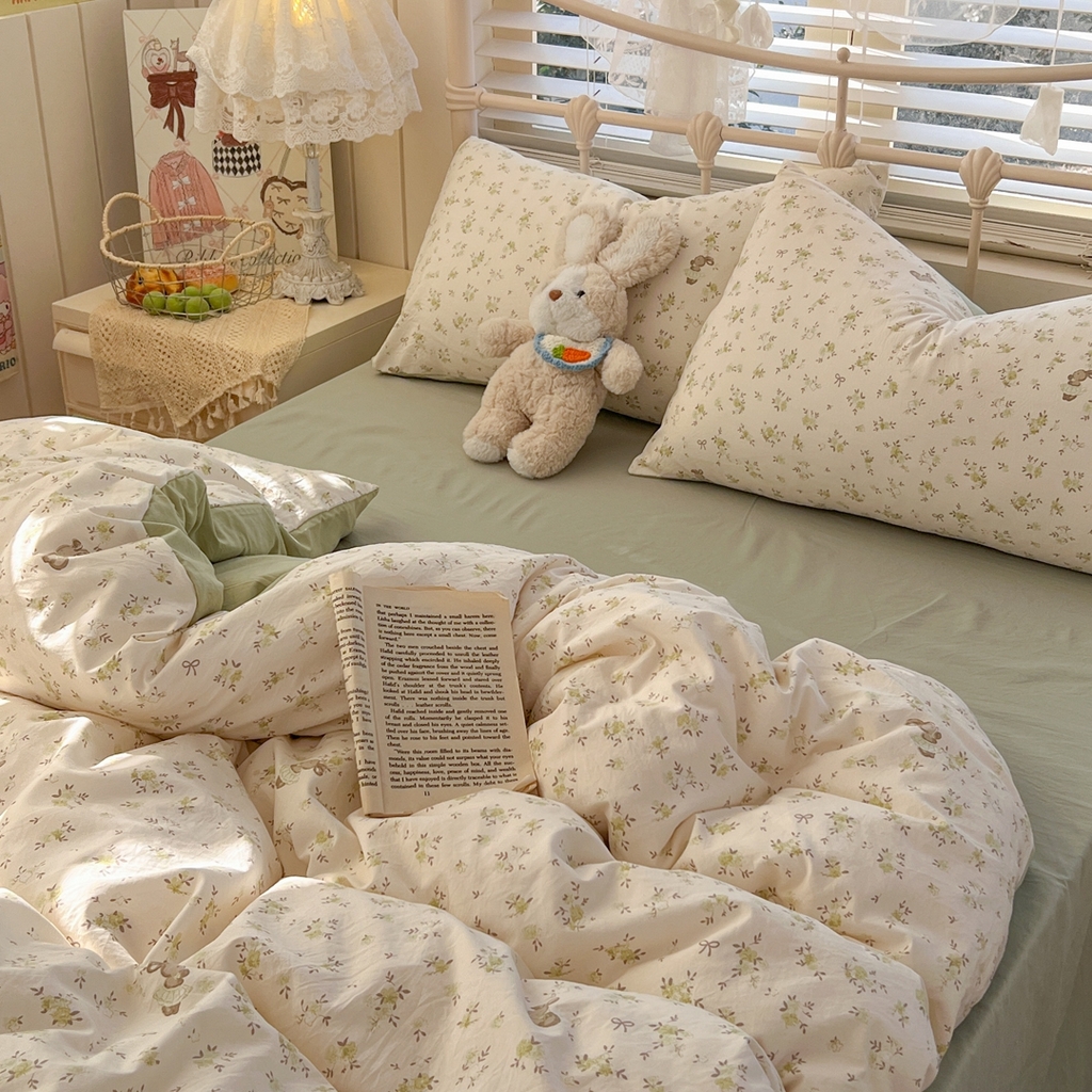 91家纺网 家纺一手货源 找家纺 玉海棠家纺 2026新款古法水洗仿棉云感纱四件套 绿野仙踪