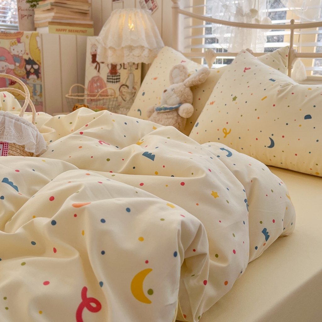 91家纺网 家纺一手货源 找家纺 玉海棠家纺 2026新款古法水洗仿棉云感纱四件套 满天星