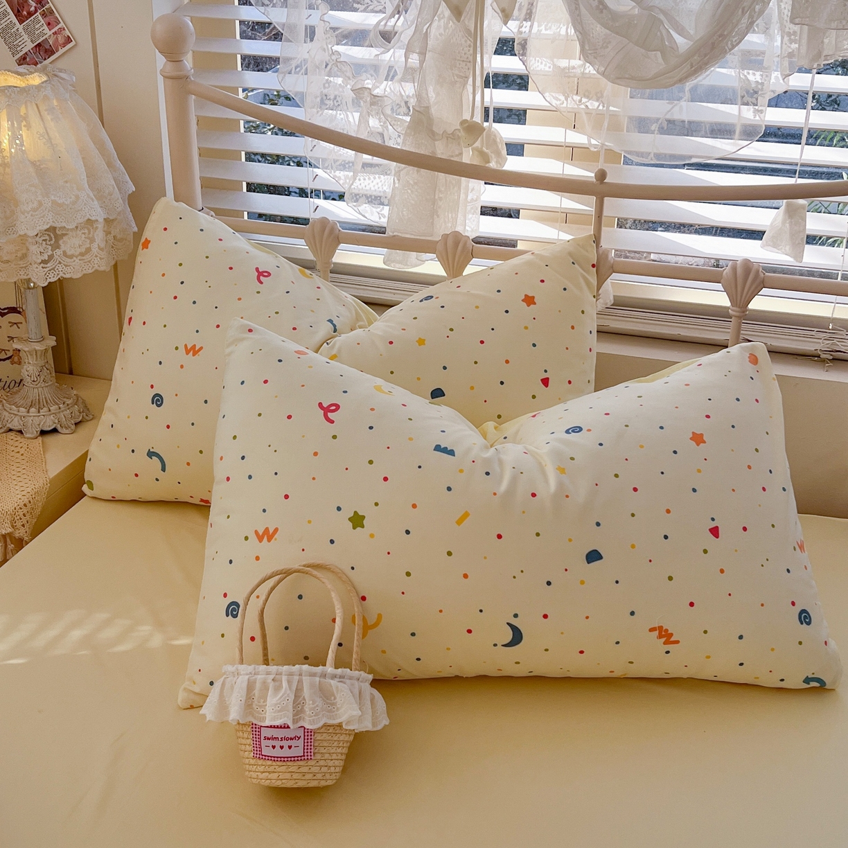 91家纺网 家纺一手货源 找家纺 玉海棠家纺 2026新款古法水洗仿棉云感纱四件套 满天星