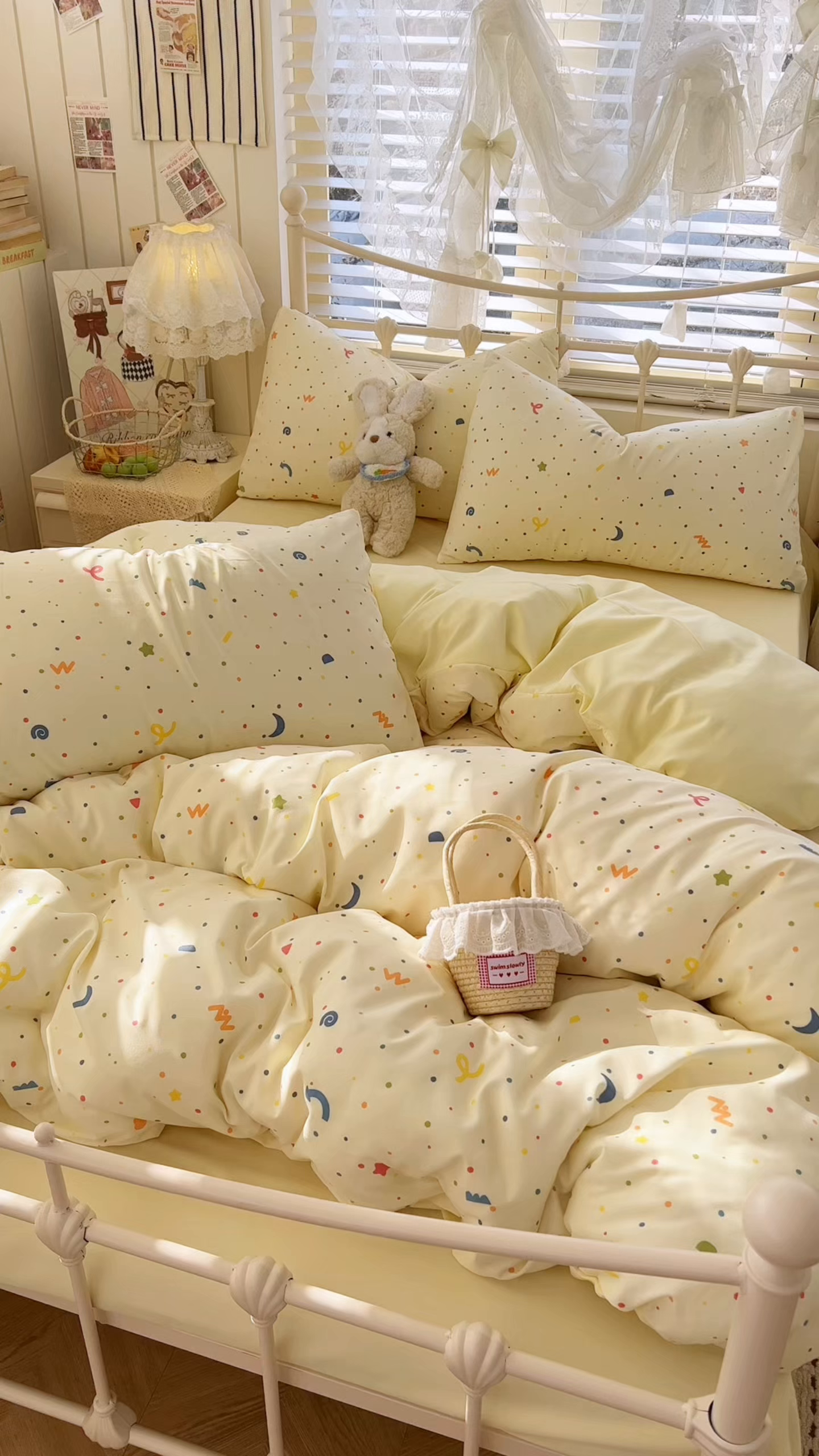 91家纺网 家纺一手货源 找家纺 玉海棠家纺 2026新款古法水洗仿棉云感纱四件套 满天星