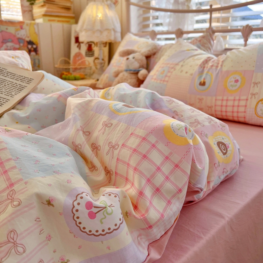 91家纺网 家纺一手货源 找家纺 玉海棠家纺 2026新款古法水洗仿棉云感纱四件套 甜品屋