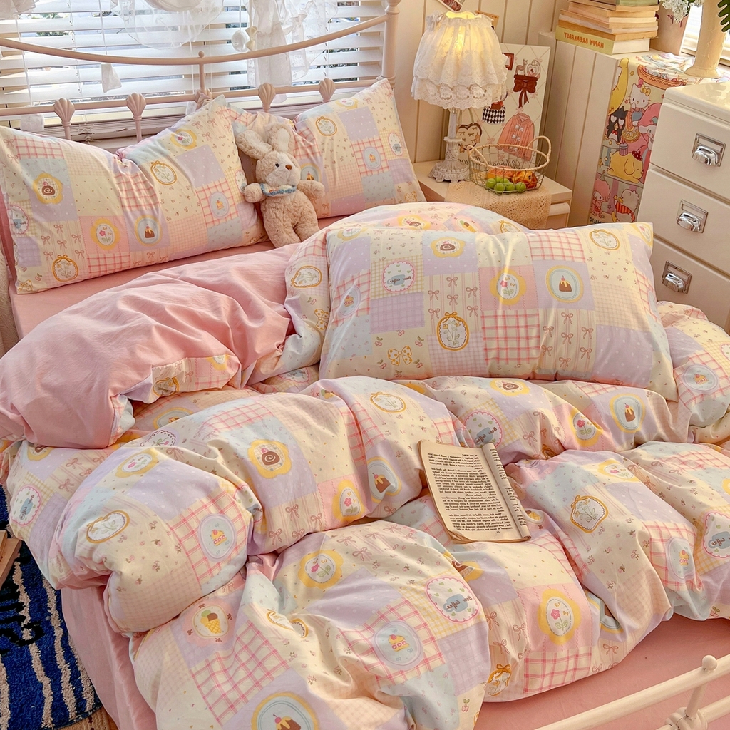 91家纺网 家纺一手货源 找家纺 玉海棠家纺 2026新款古法水洗仿棉云感纱四件套 甜品屋