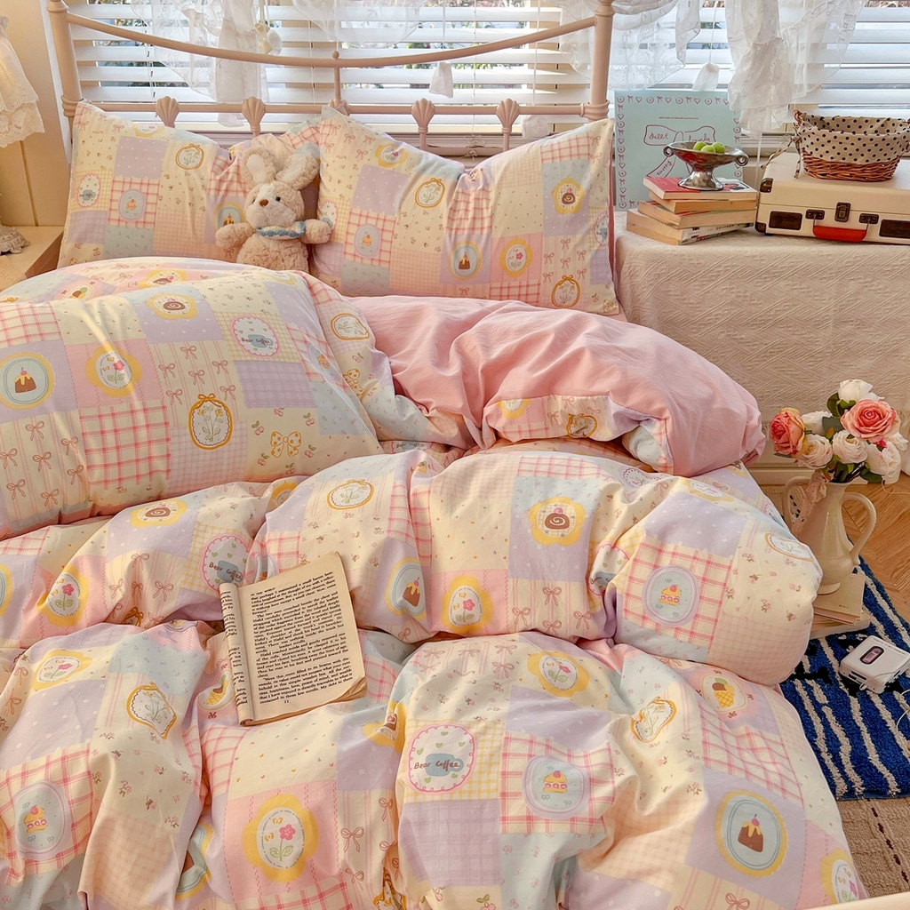 91家纺网 家纺一手货源 找家纺 玉海棠家纺 2026新款古法水洗仿棉云感纱四件套 甜品屋