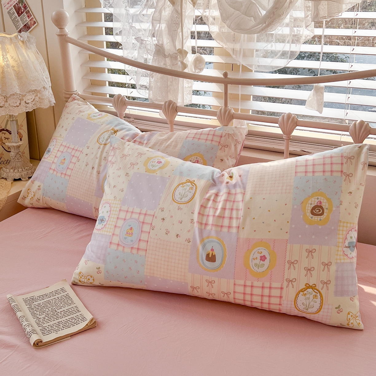 91家纺网 家纺一手货源 找家纺 玉海棠家纺 2026新款古法水洗仿棉云感纱四件套 甜品屋