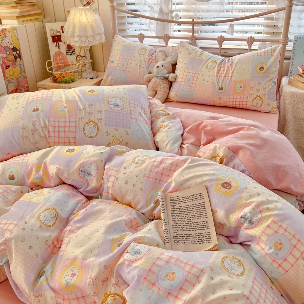 91家纺网 家纺一手货源 找家纺 玉海棠家纺 2026新款古法水洗仿棉云感纱四件套 甜品屋