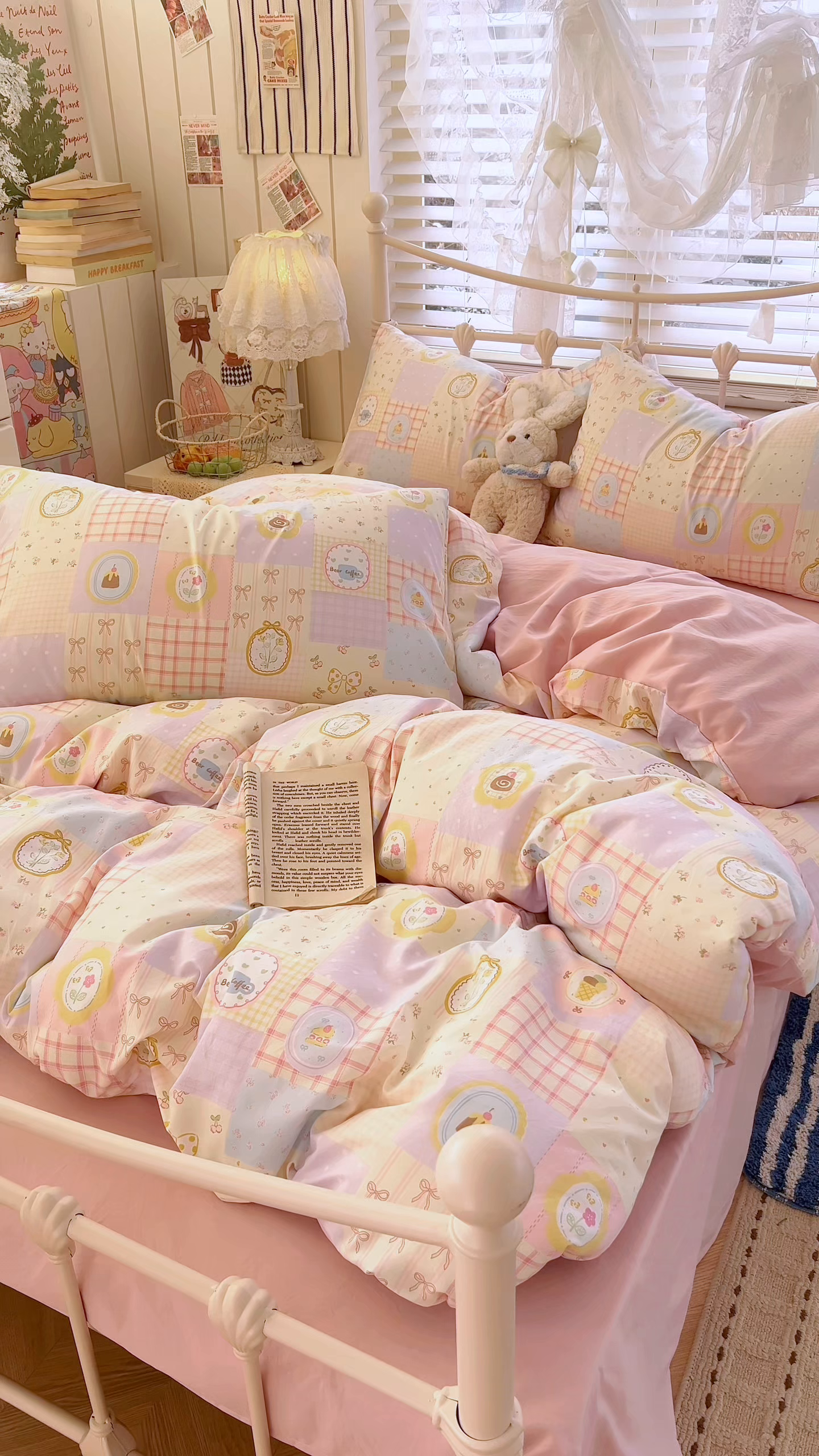 91家纺网 家纺一手货源 找家纺 玉海棠家纺 2026新款古法水洗仿棉云感纱四件套 甜品屋