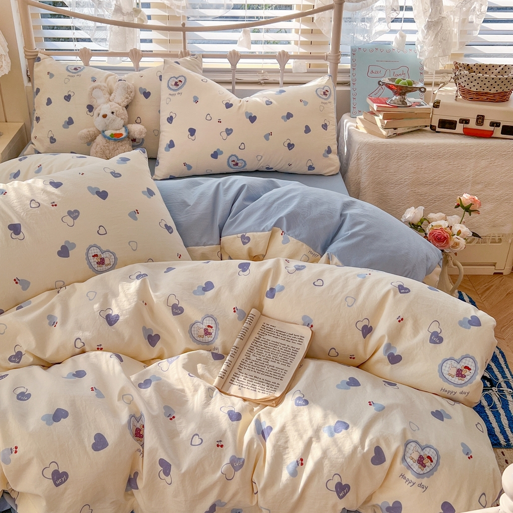 91家纺网 家纺一手货源 找家纺 玉海棠家纺 2026新款古法水洗仿棉云感纱四件套 小狗日记