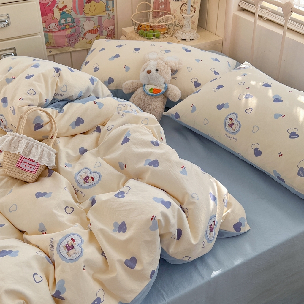 91家纺网 家纺一手货源 找家纺 玉海棠家纺 2026新款古法水洗仿棉云感纱四件套 小狗日记