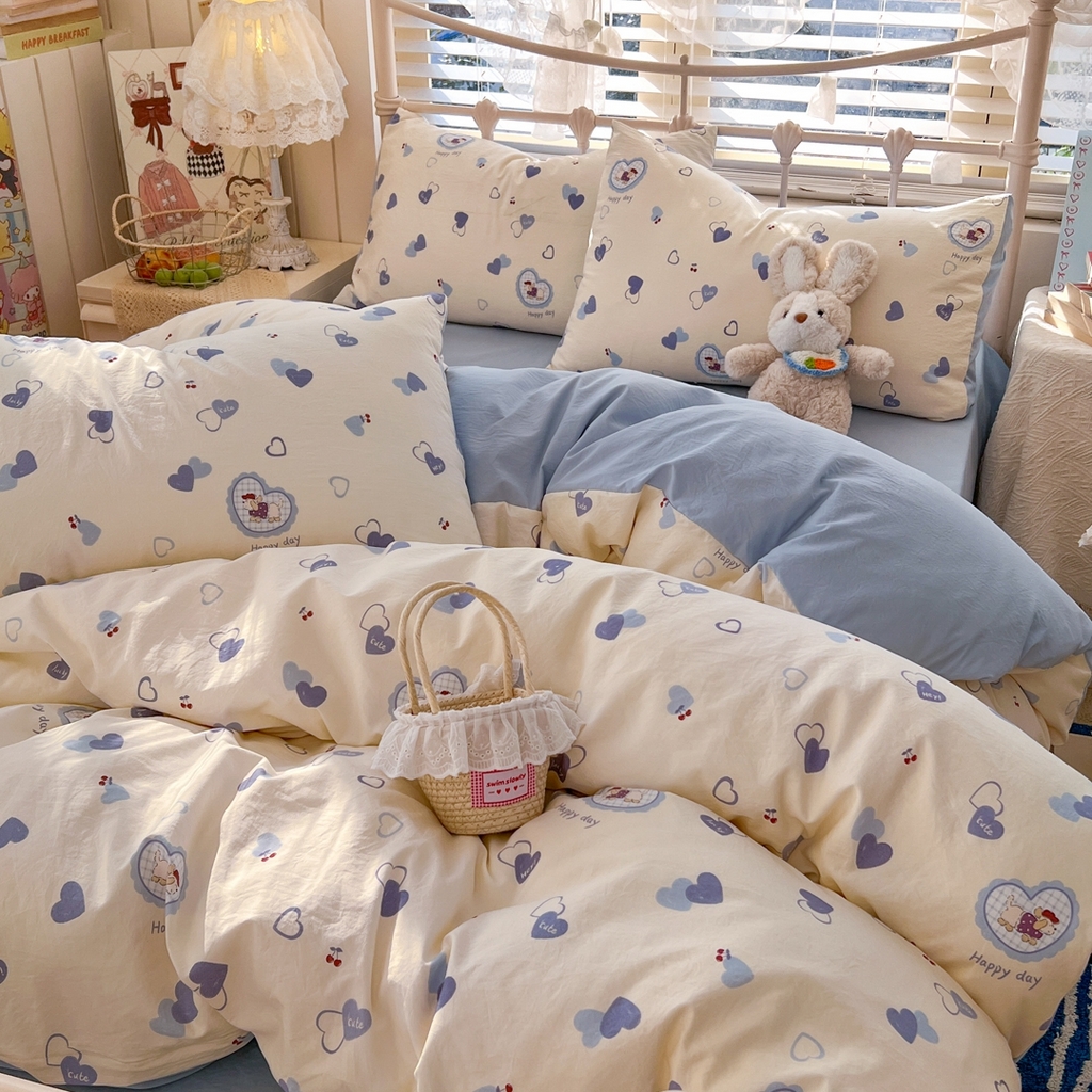 91家纺网 家纺一手货源 找家纺 玉海棠家纺 2026新款古法水洗仿棉云感纱四件套 小狗日记