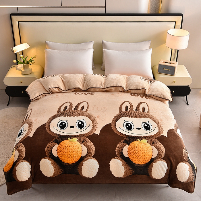 91家纺网 家纺一手货源 找家纺 绒宴 2025新款8.5斤牛奶绒金貂法莱绒床裙款保暖四件套 拉布布