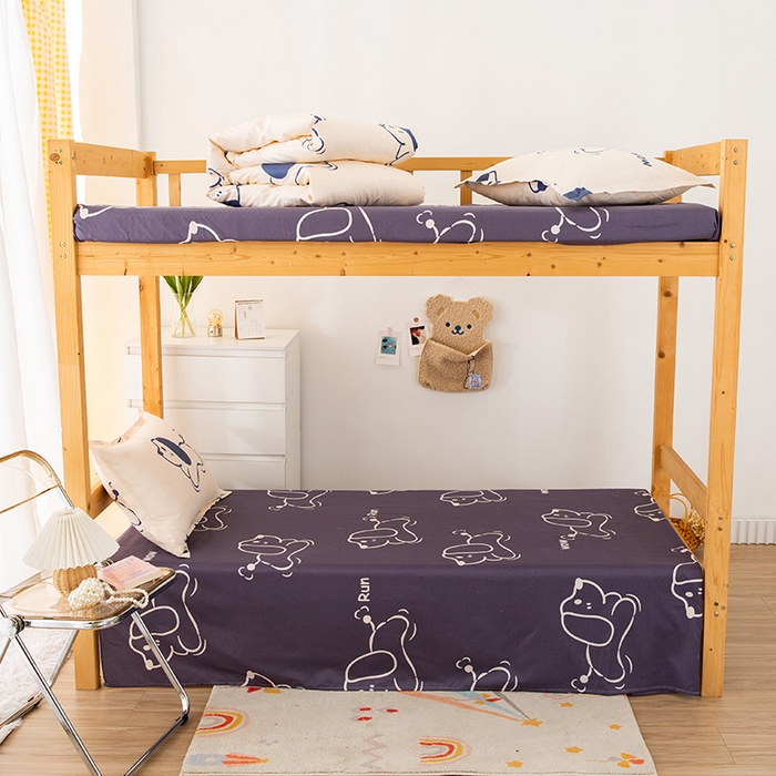 91家纺网 家纺一手货源 找家纺 友承家纺 2026新款床上用品磨毛四件套被单被套学生宿舍单人三件套被罩单件四季通用150cmx200cm 欢乐狗米